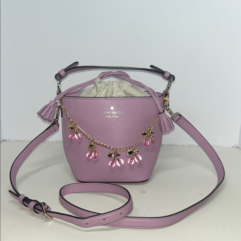 New Kate Spade Lavender Crossbody Bag with Floral Charm